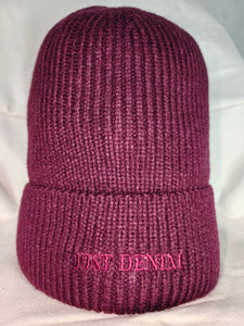 Stylish Burgandy Artic Ice knit beanie available online @JustDenim