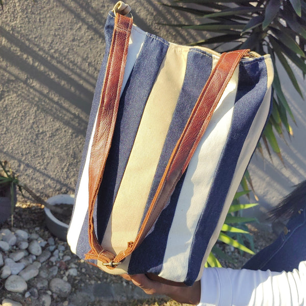 Denim Barrel Handbag