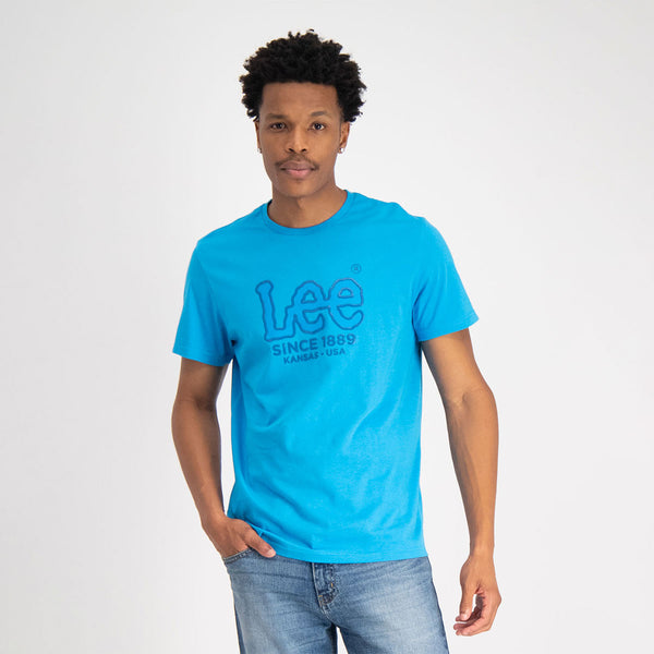 Gel Outline Turquoise Logo T-shirt By LEE online @JustDenim #JustDenim #JustDenimZA