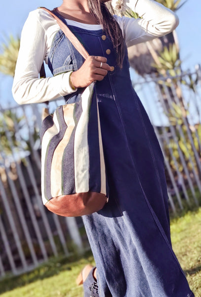 Denim Barrel Handbag