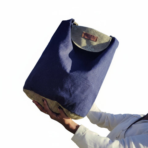 Oval Barrel Denim Handbag