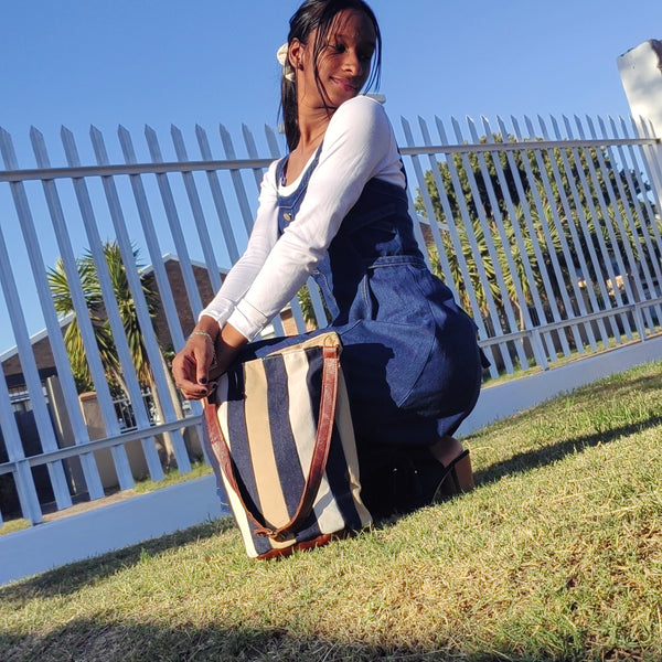 Denim Barrel Handbag