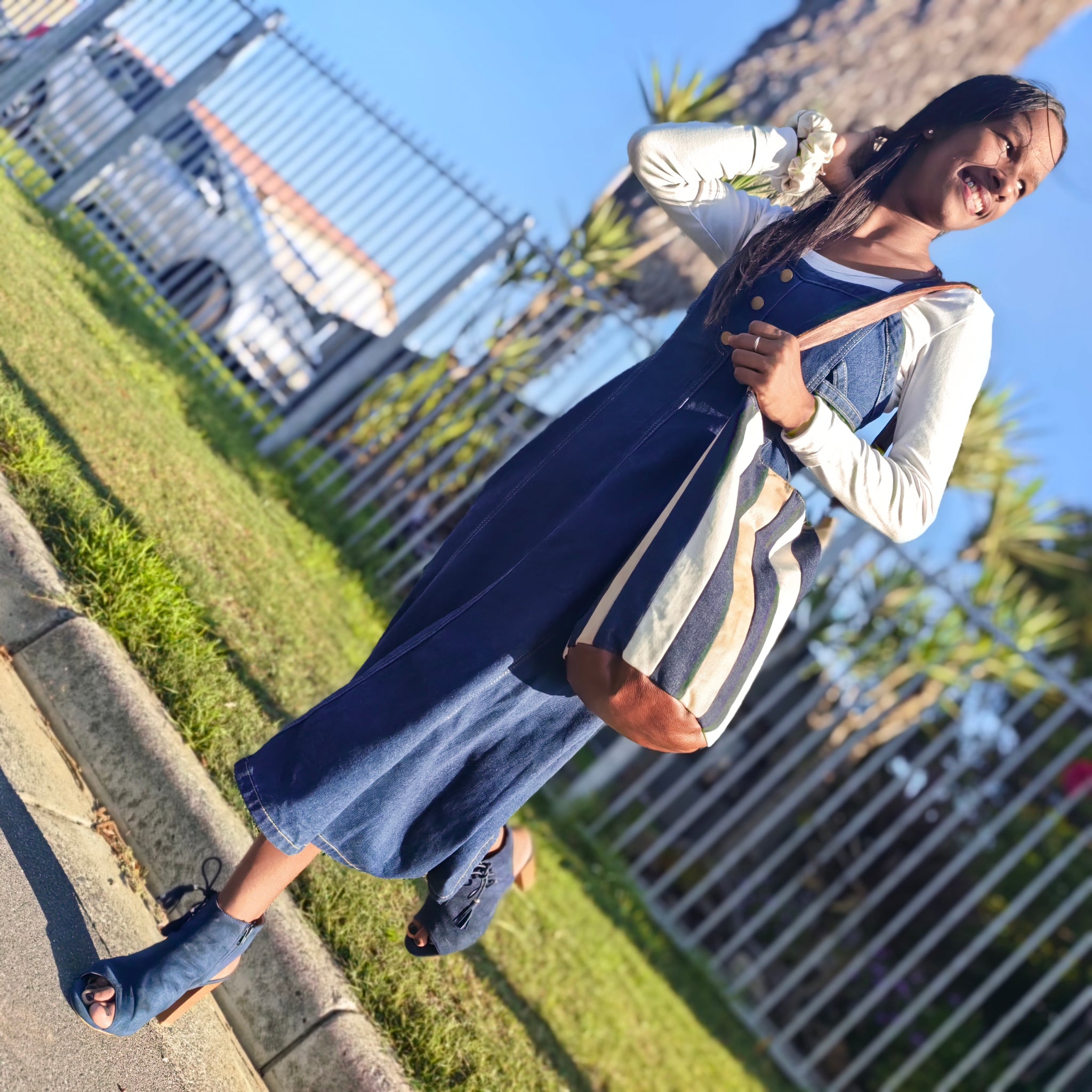 Denim Barrel Handbag